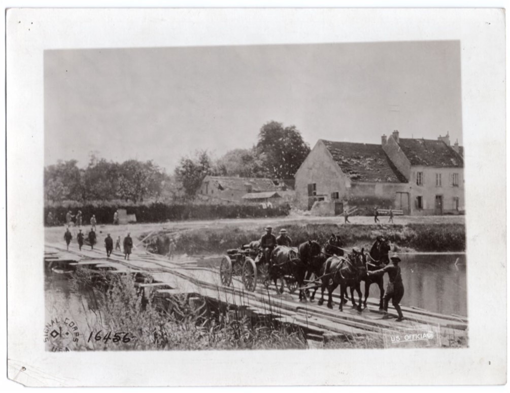 1918 Pontoon Bridge Chateau Thierry France Signal Corps Original News Photo