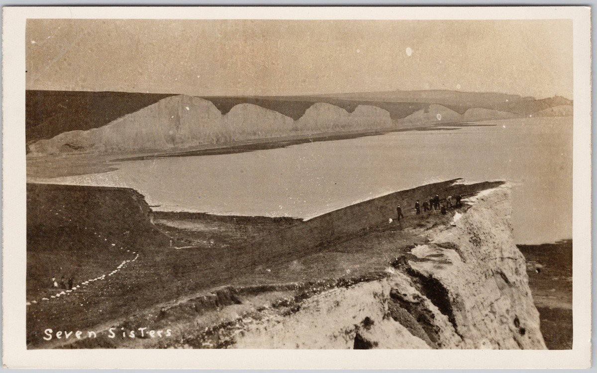 Seven Sisters Cliffs Sussex Coast Real Photo A M Bliss Lewes RPPC Postcard H80
