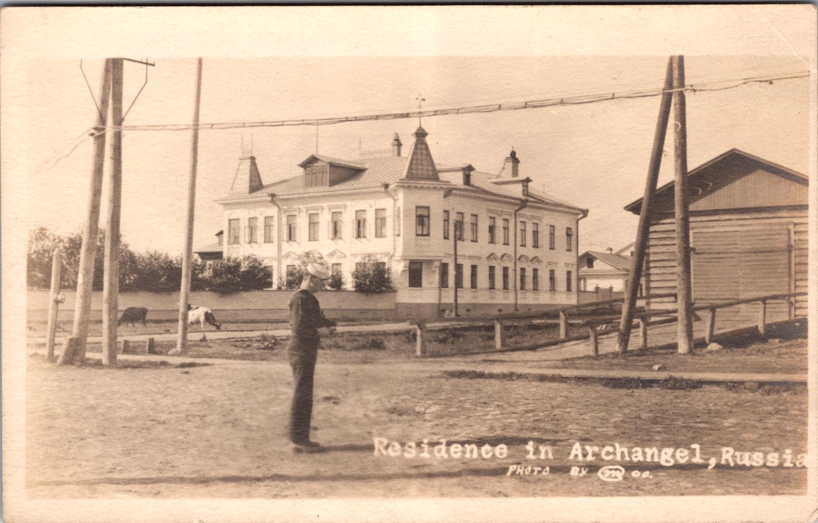 Mint Real Picture RPPC Postcard US Invasion Russia Residence in Archangel