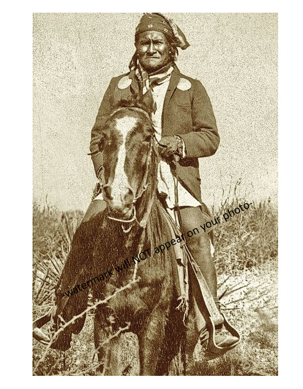 Geronimo Riding Horse PHOTO,Apache Indian 1886 Chief Native American