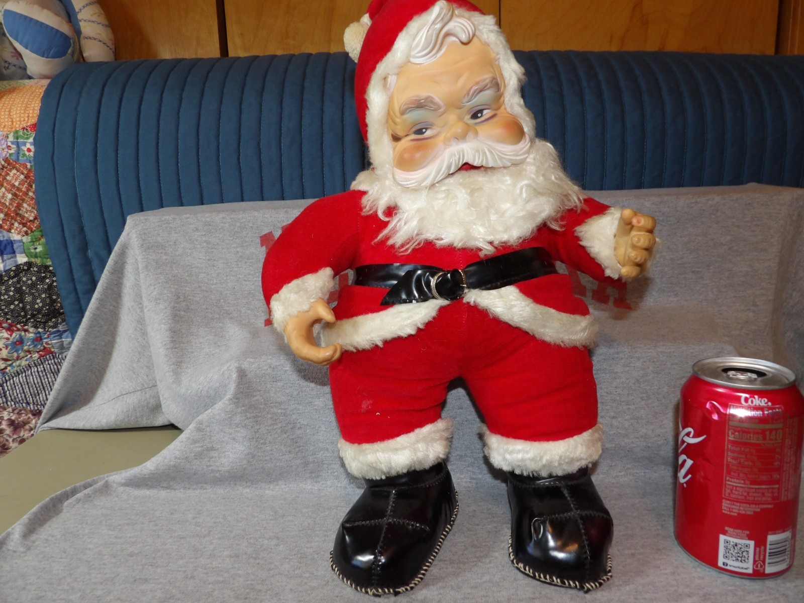 Vintage Rushton Santa 1950s Rubber Face Plush 16\ Vintage Rushton Santa 1950s Rubber Face Plush 16\