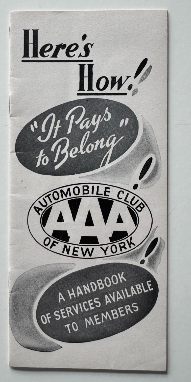 Vintage 1946 AAA Member Handbook Brochure Automobile Club of New York NY booklet