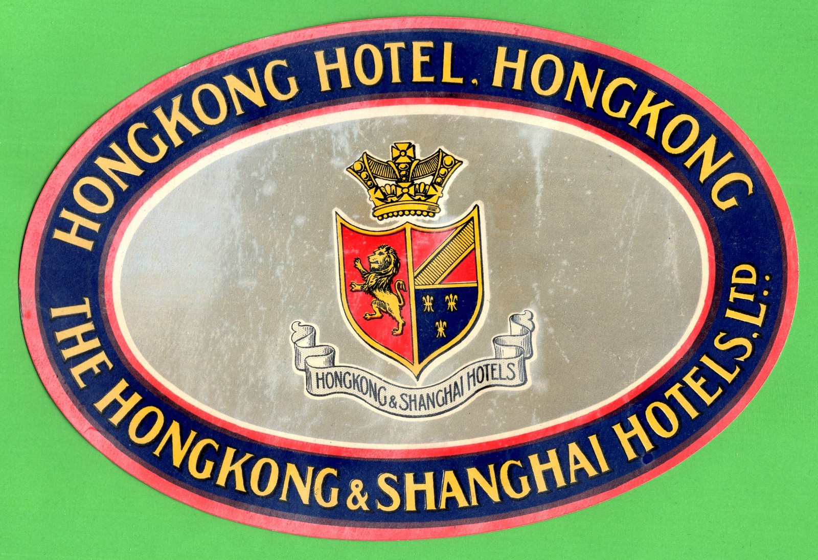 Vintage Hotel label,  Luggage Label , HONGKONG  HOTEL  Hongkong