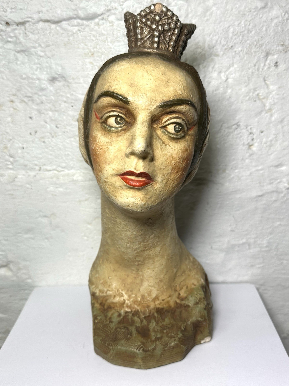 Antique Early 1900s Plaster Mannequin Bust Dept Store Millinery Display Art Deco