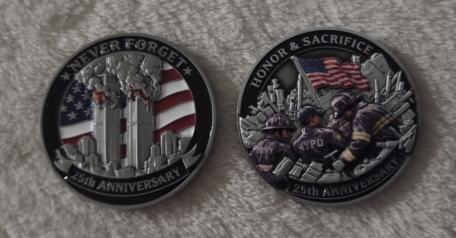 911 25th Anniversary Never Forget Heroes Challenge Coin 9/11 World Trade Centers