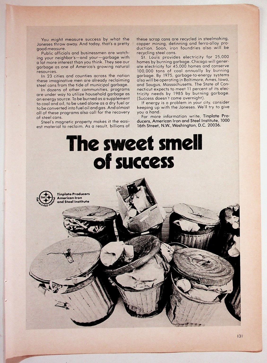 Tinplate Producers 1974 Original Print Advertisement 8x11 Black White Tinplate Producers 1974 Original Print Advertisement 8x11 Black White
