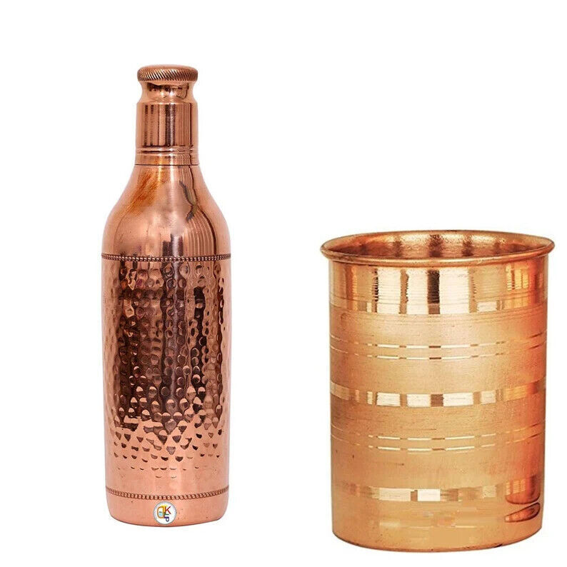 100% Copper Water Bottle Leak Proof Design Vessel Ayurveda Health Benefit 1.25Lt