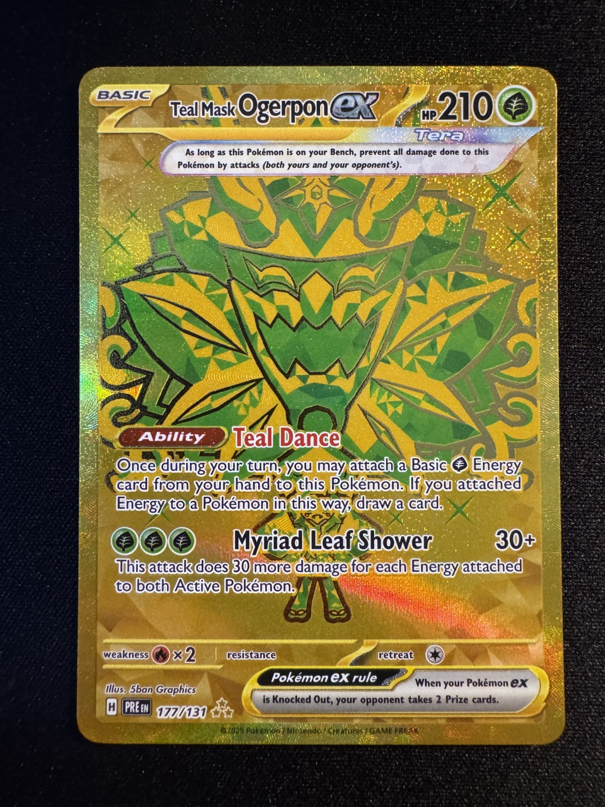 Pokémon TCG Teal Mask Ogerpon ex 177/131 Prismatic Evolutions Gold Hyper Rare NM