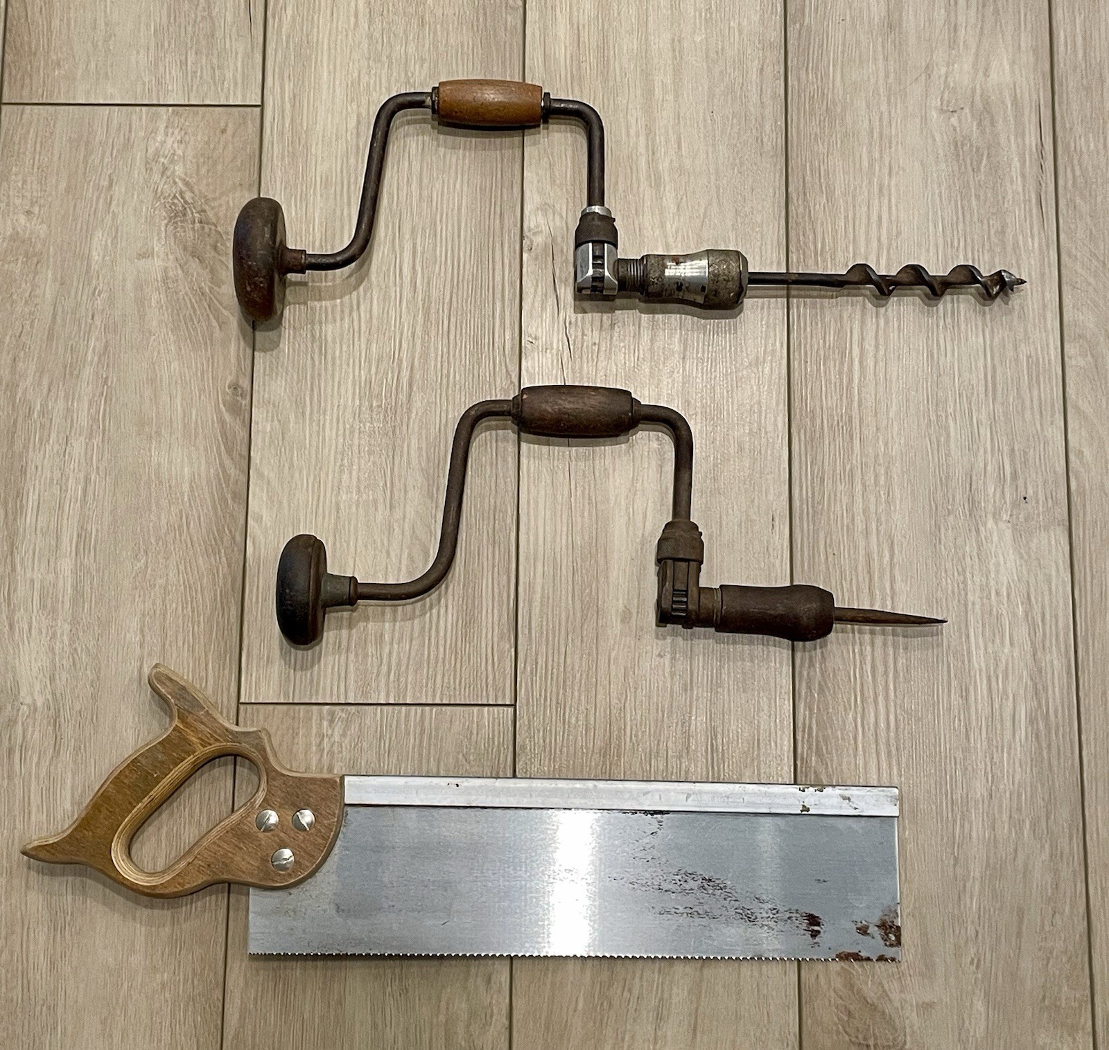 LOT of Antique/Vintage Woodworking Hand Tools Carpentry Drill Craftsman, Stanley