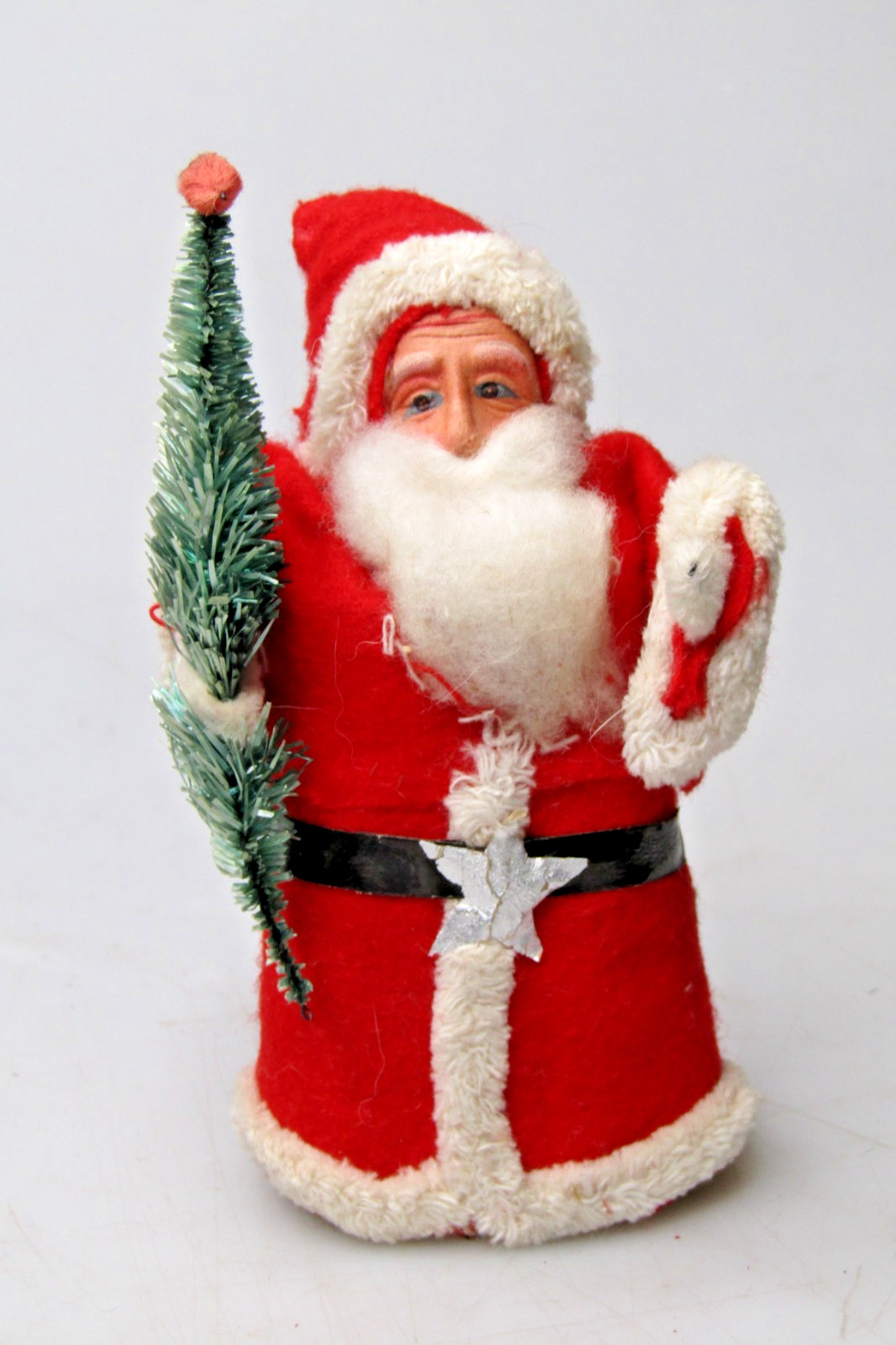 Vintage Cardboard Batting SANTA w Tree 4\