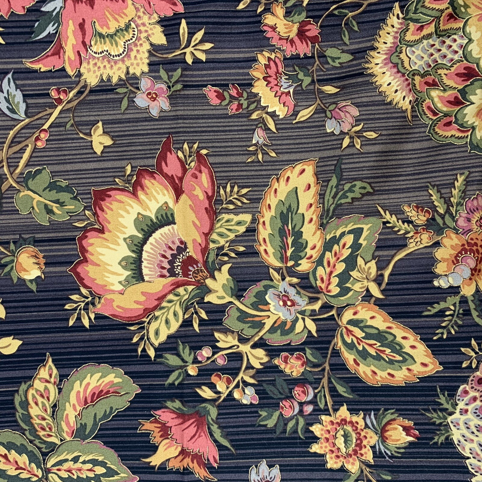 Handmade Swavelle Mill Creek Jacobean Metallic Floral/Striped Curtains &Valances