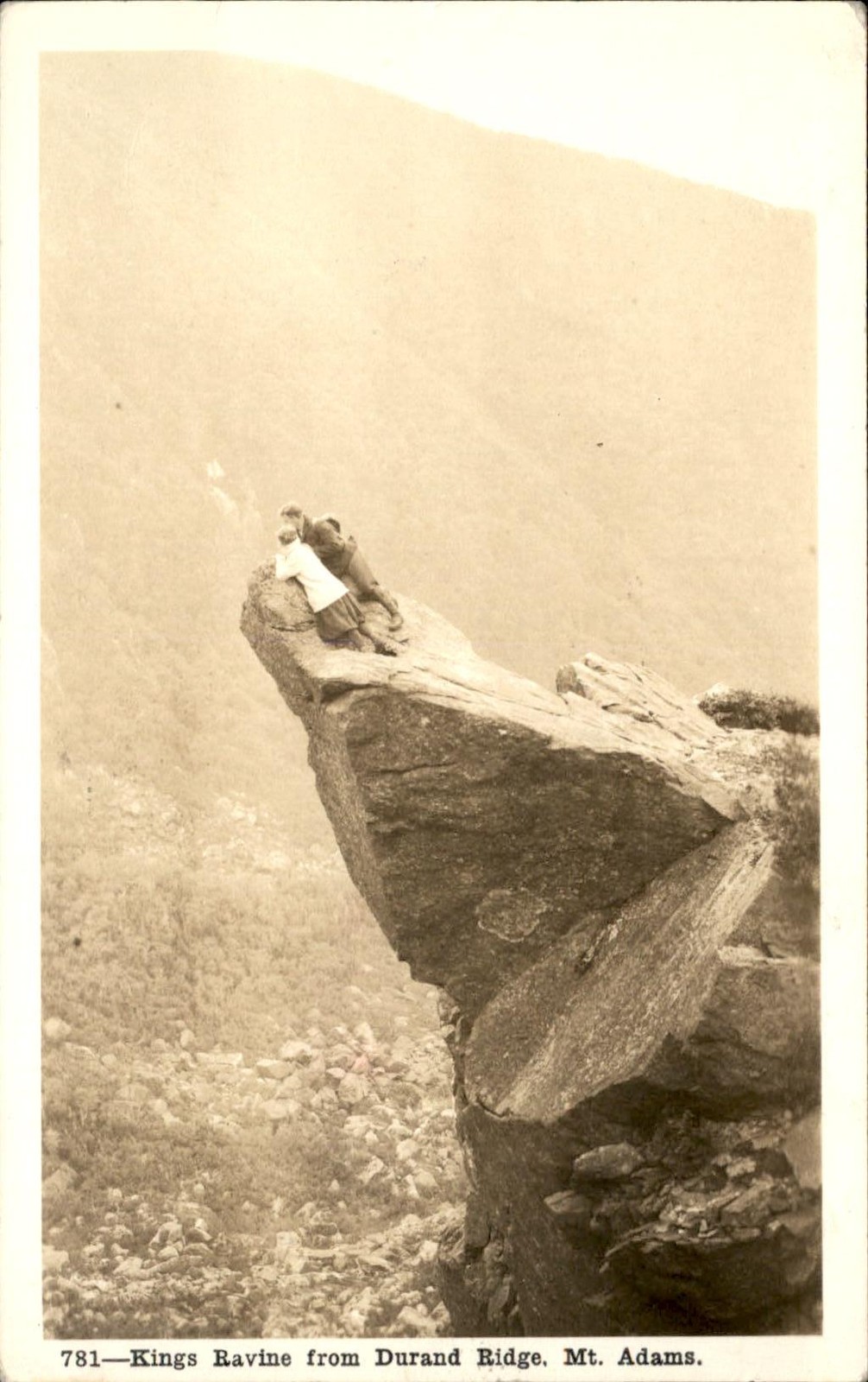 Mt. Adams NH Kings Ravine People on Rock Formation c1930s RPPC  Postcard bhn