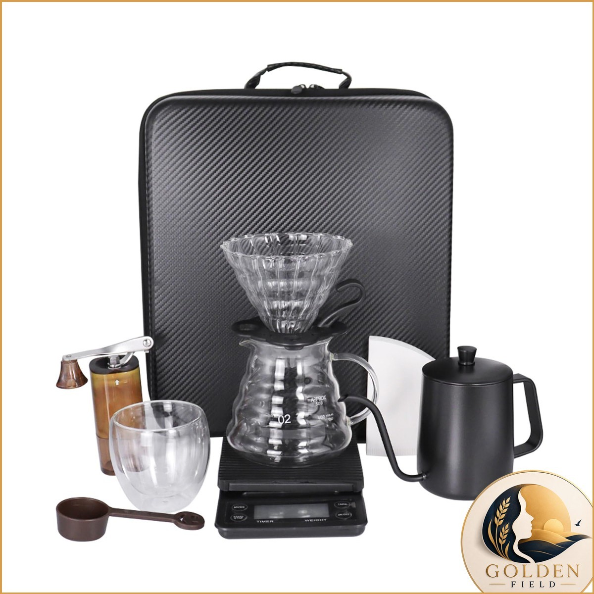 SOTECH Pour Over Coffee Maker Set US-Square Hard Bag Set - Complete Kit