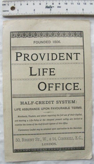 1883 report Provident Life Office