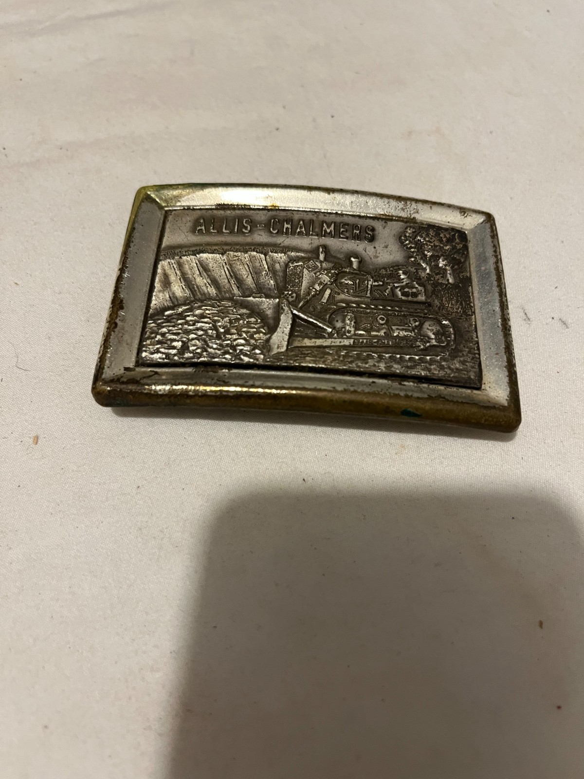 Vintage Allis-Chalmers Bulldozer Crawler Dozer Metal Belt Buckle Ag Heavy Tool