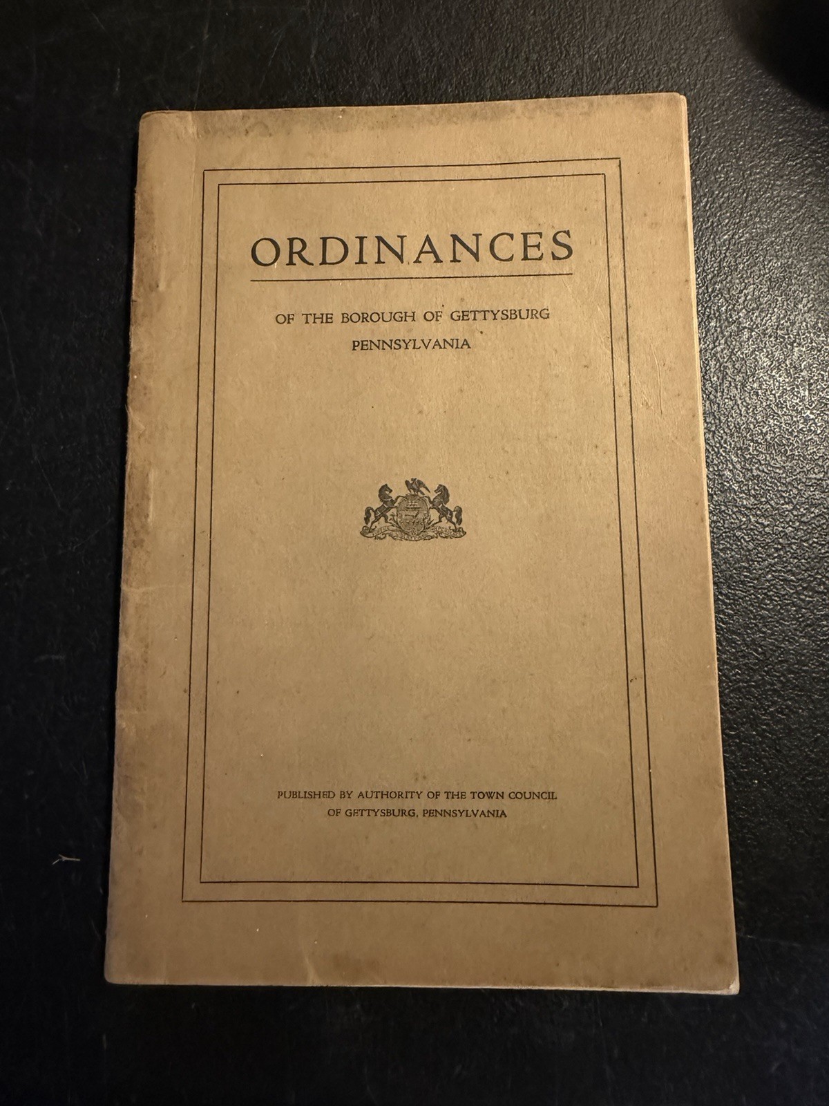 Antique Gettysburg PA Borough Ordinances Town Council Law Book Ephemera