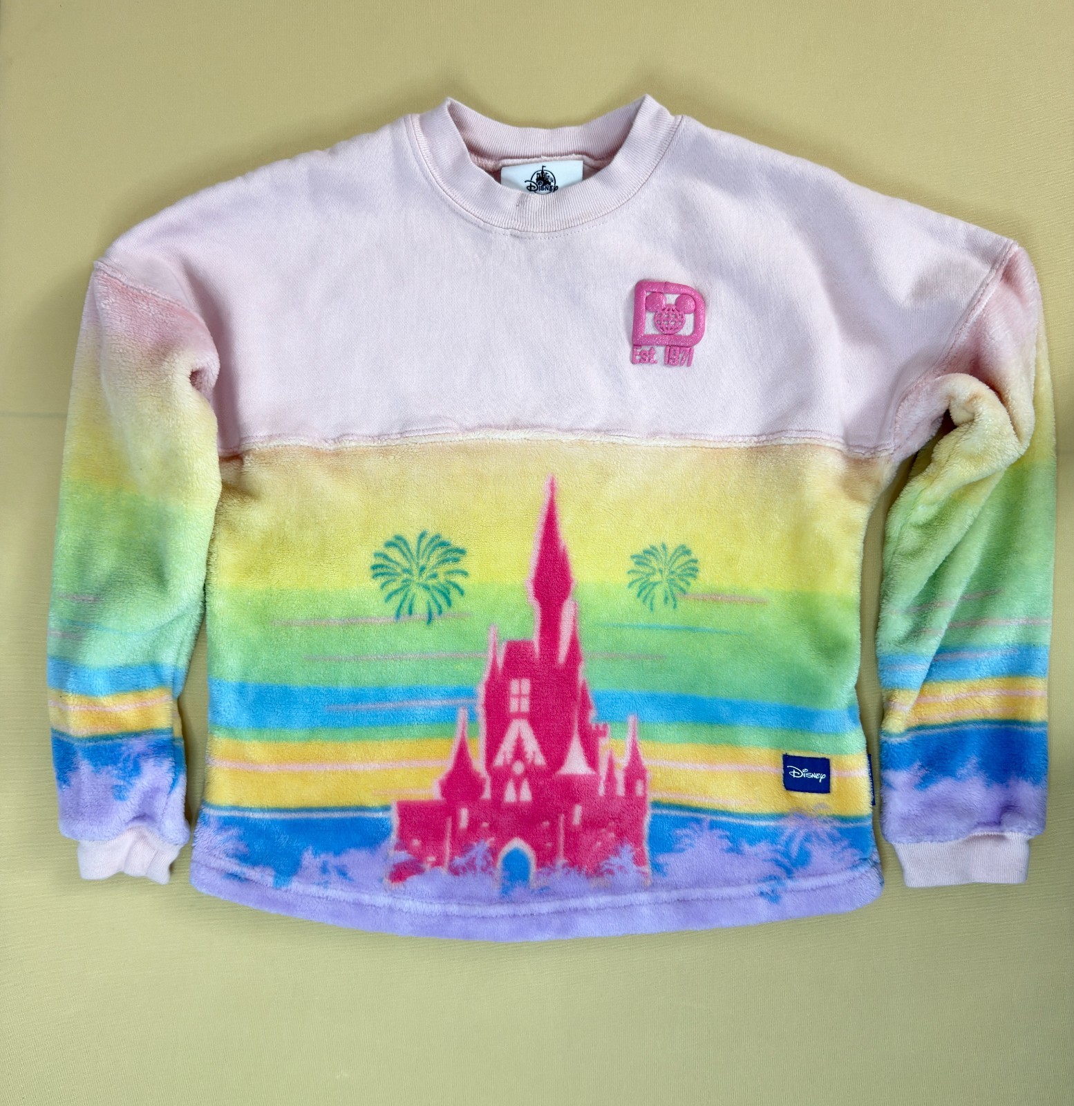 Walt Disney World Sherpa Spirit Jersey Kids Medium 7/8 Rainbow Castle Fireworks Walt Disney World Sherpa Spirit Jersey Kids Medium 7/8 Rainbow Castle Fireworks