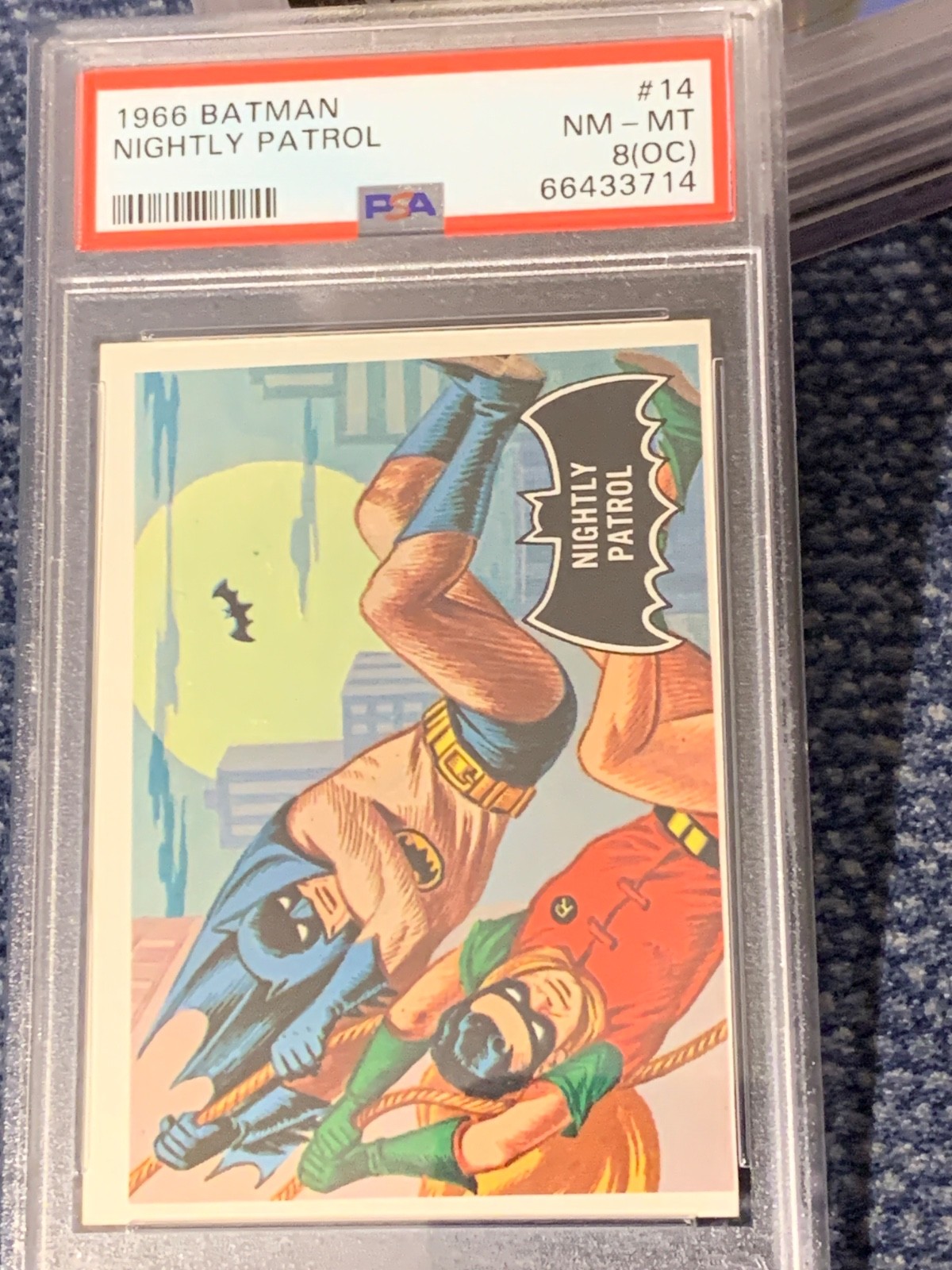 1966 TOPPS BATMAN #14 NIGHTLY PATROL PSA 8 oc