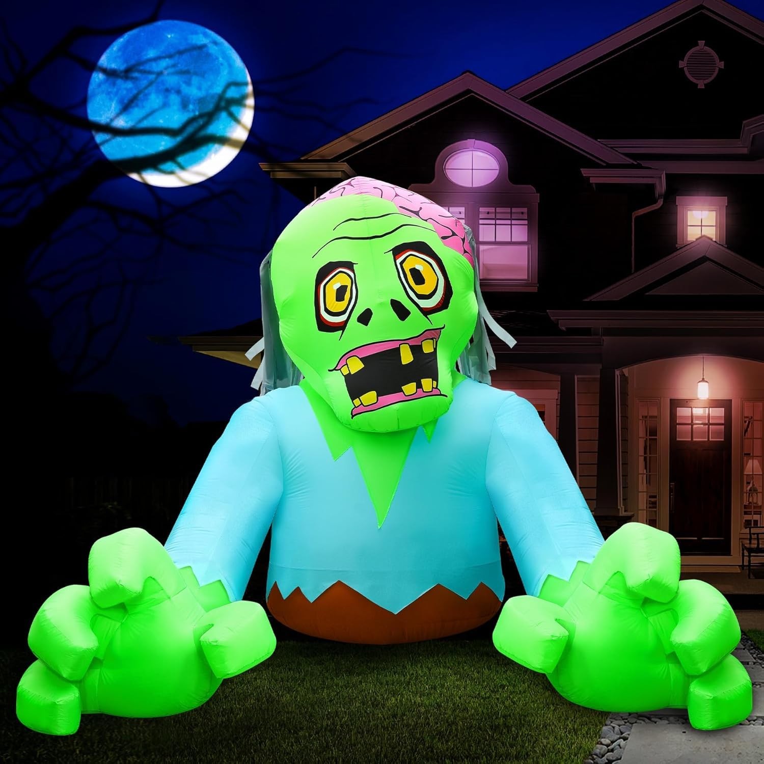 inslife 7FT Tall 9FT Wide Halloween Inflatable Zombie Outdoor Decoration