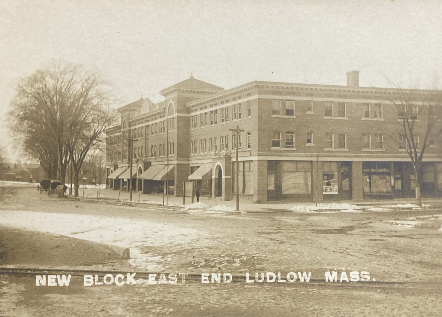 c1905 Ludlow Mass New Block East End RPPC Postcard c1905 Ludlow Mass New Block East End RPPC Postcard