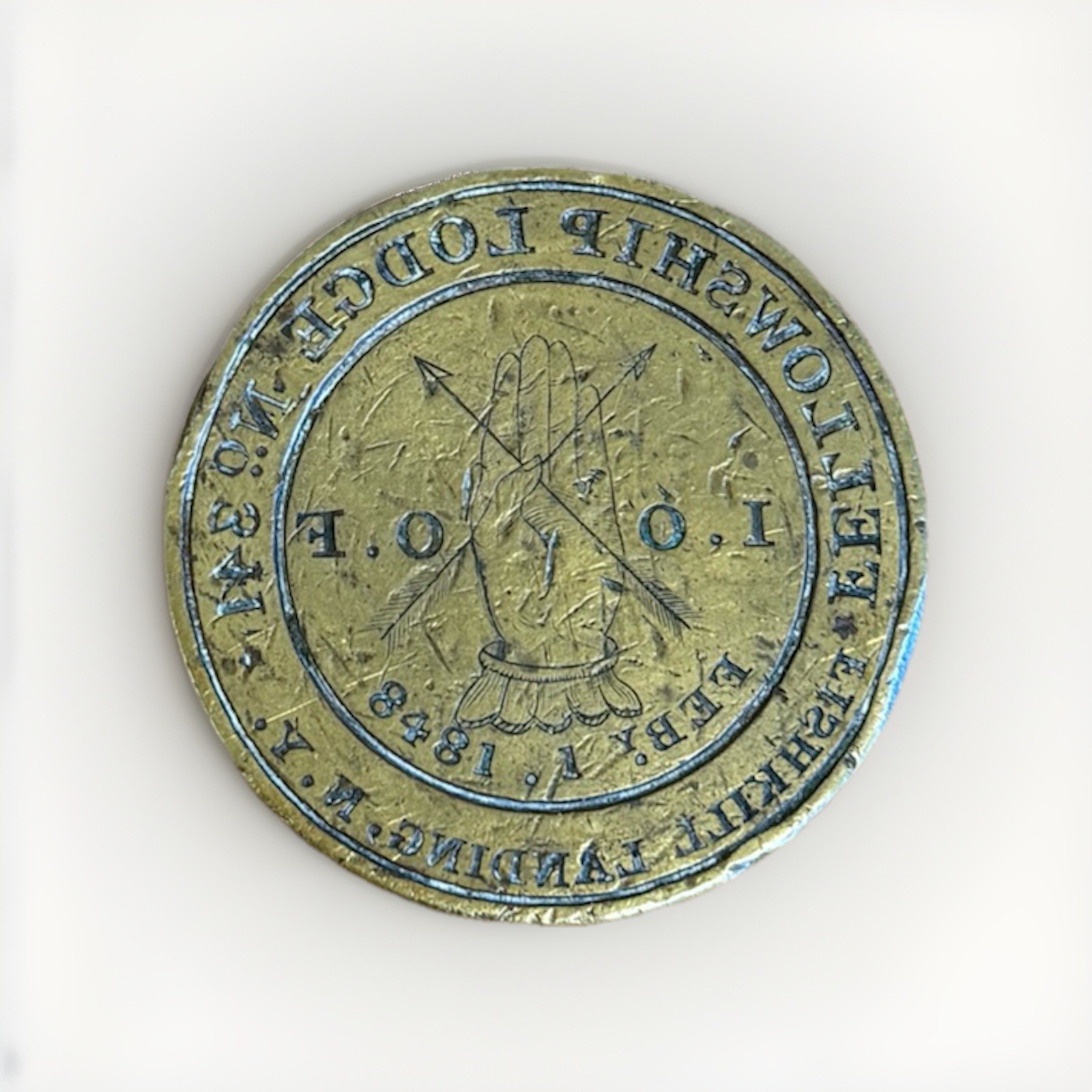 Antique Brass Wax Seal Stamp F.O.E Lodge Fraternal Order Eagles Dated 1848