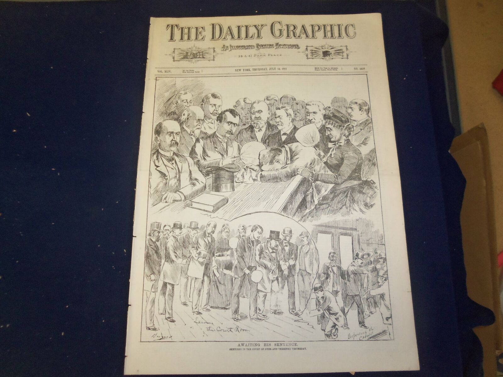 1887 JULY 14 THE DAILY GRAPHIC NEWSPAPER - AWAITING HIS SENTENCE - NT 7656