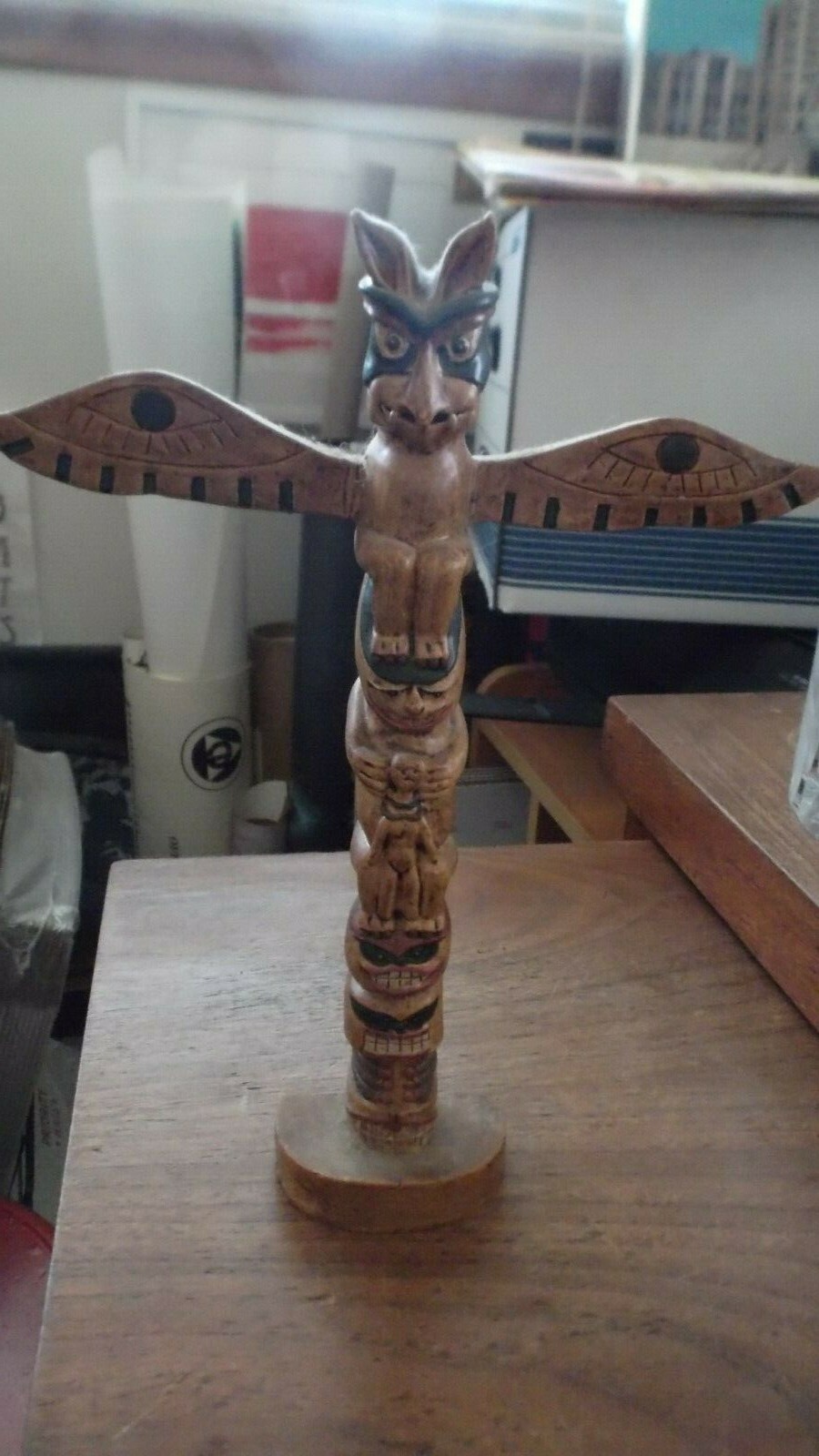 Canada Indian Carved Tribal Totem Pole signed 96 S. Jam.