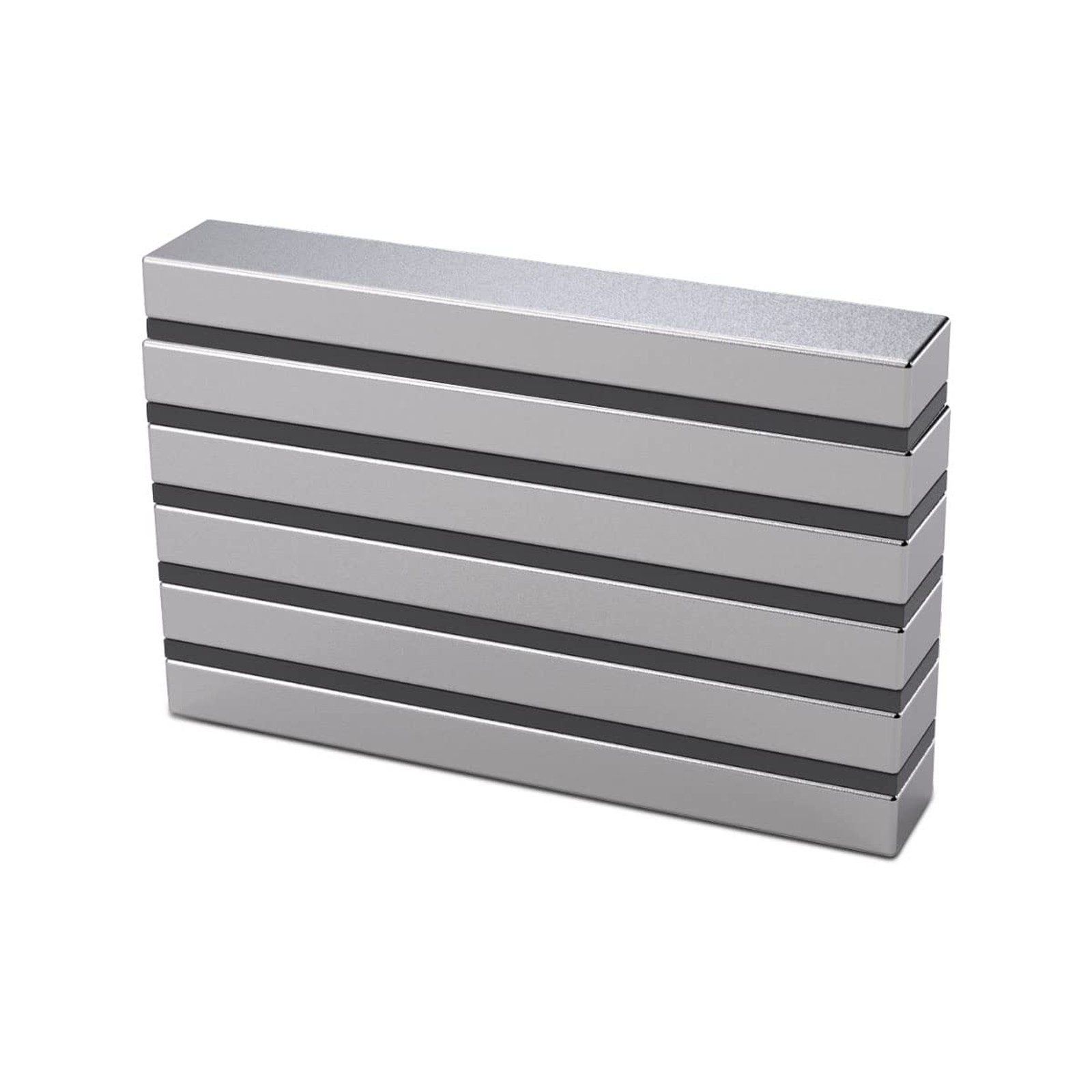 Neodymium Bar Magnets N52 Rectangular Silver 60x10x5mm 6 Pieces Rare Earth