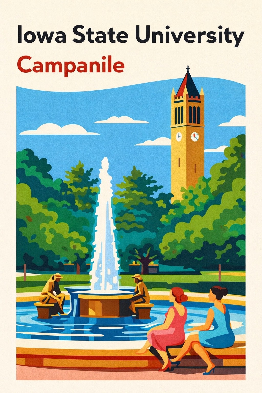 Iowa State University Campanile Vintage Art Print - 2x3 Print 🎨 200gsm