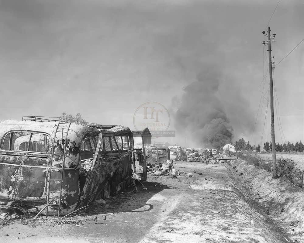 German Convoy Wrecked by American Forces WWII 8x10 Glossy Photo Print HT41362137