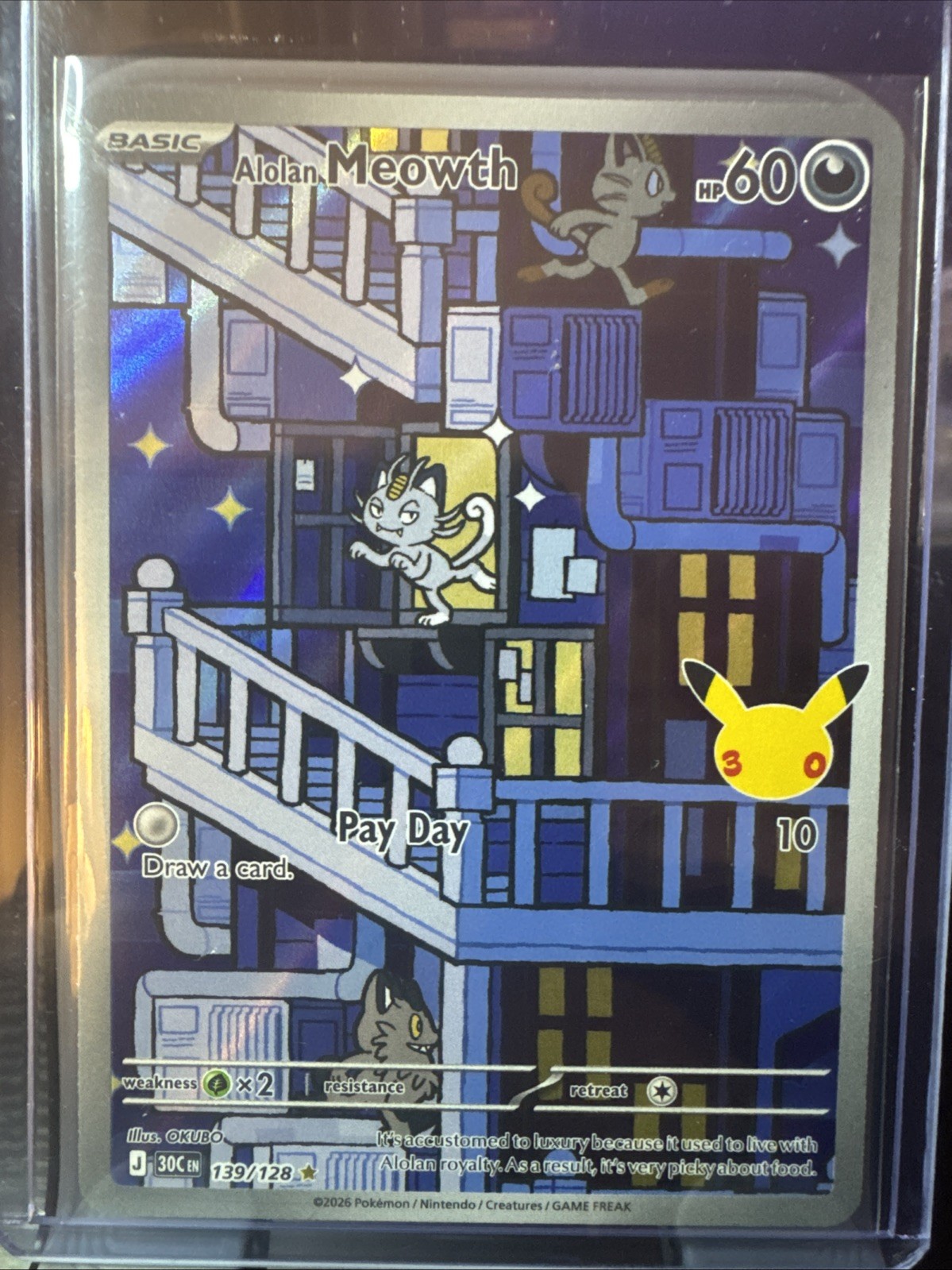 Pokémon Alolan Meowth 139/128 IR Celebrations 30th Anniversary NM/Mint