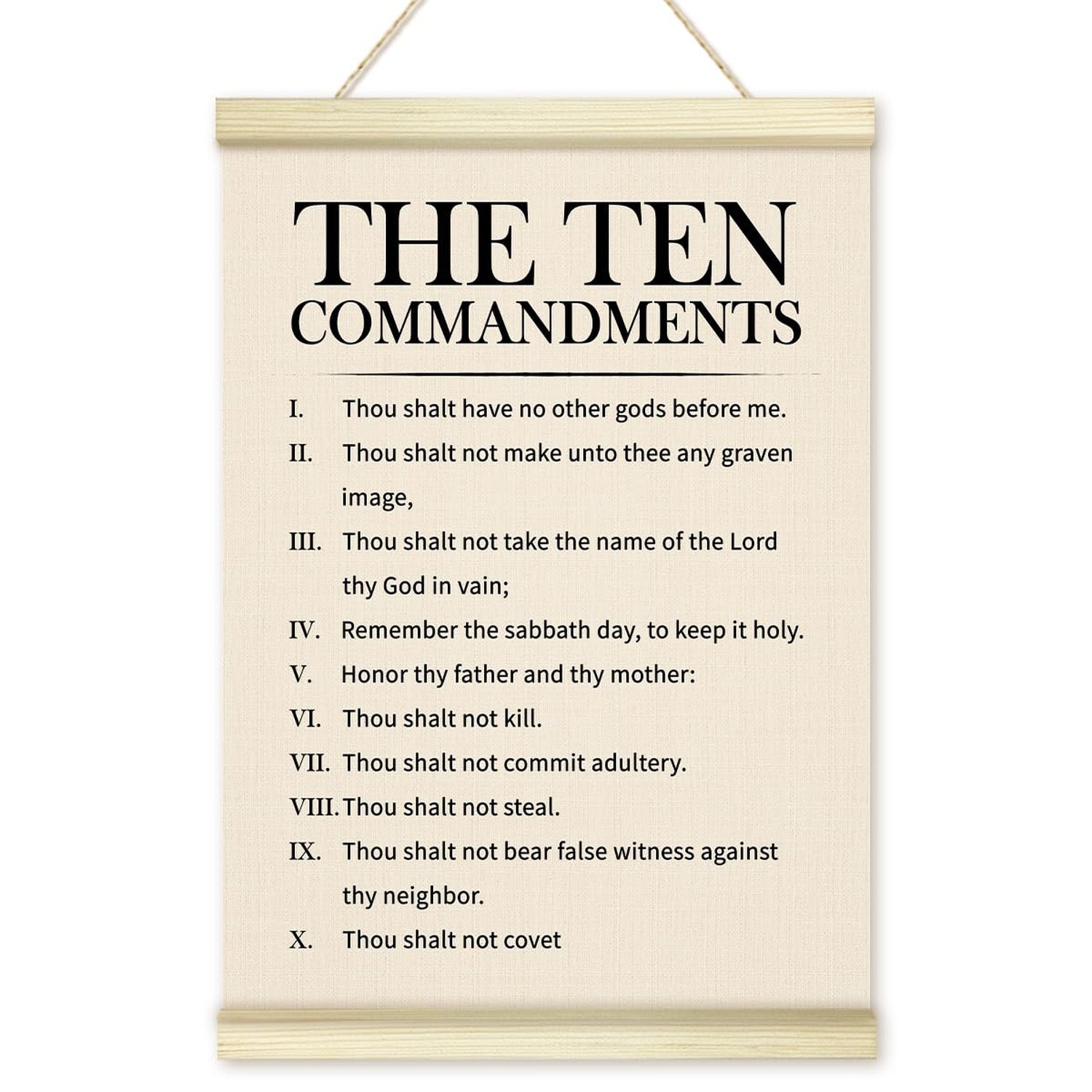 10 Ten Commandments Poster Hanger Frame, Christian Motivational Wooden Canvas...