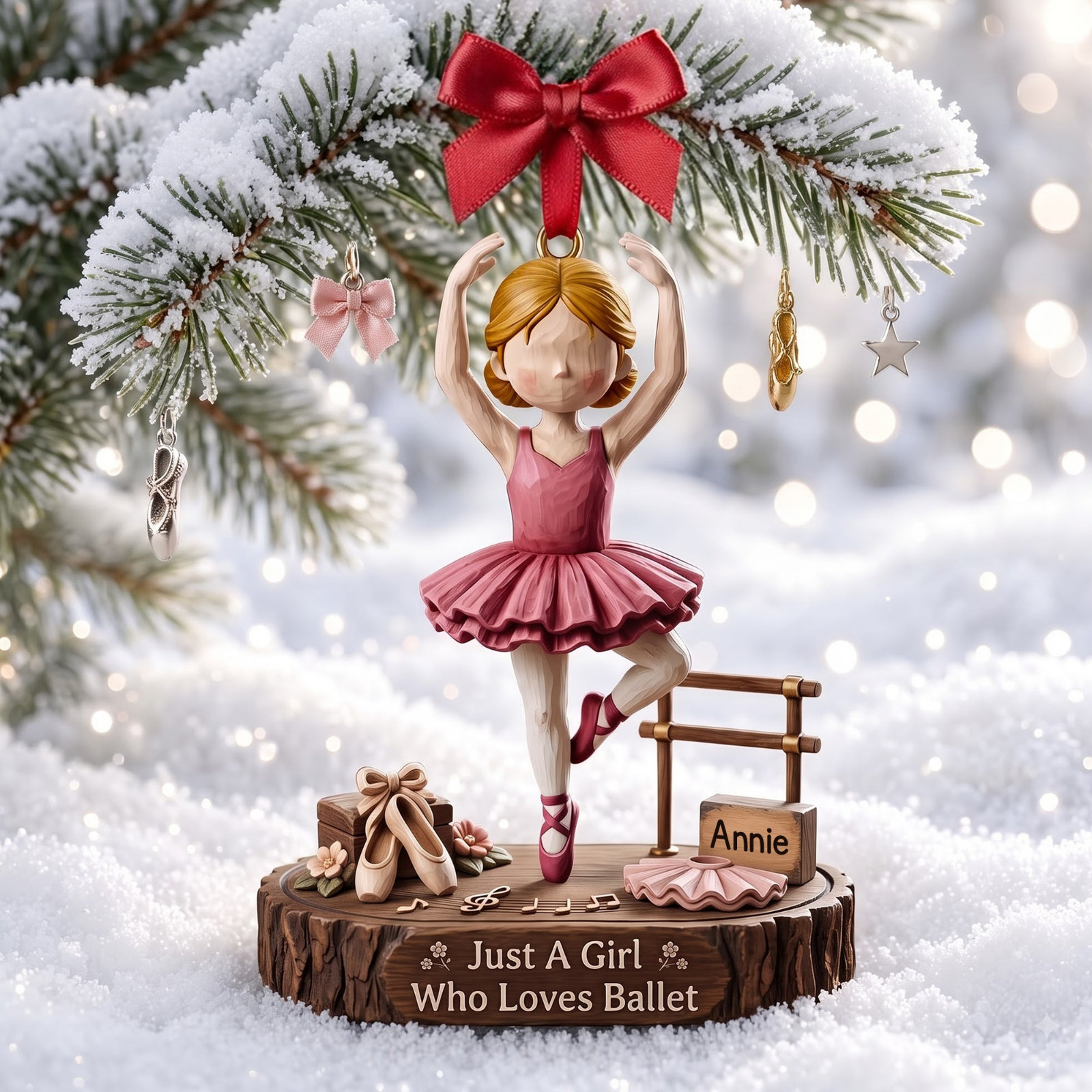 Personalized Ballet Girl Dancing Christmas Ornament Ballerina Stage Ornament