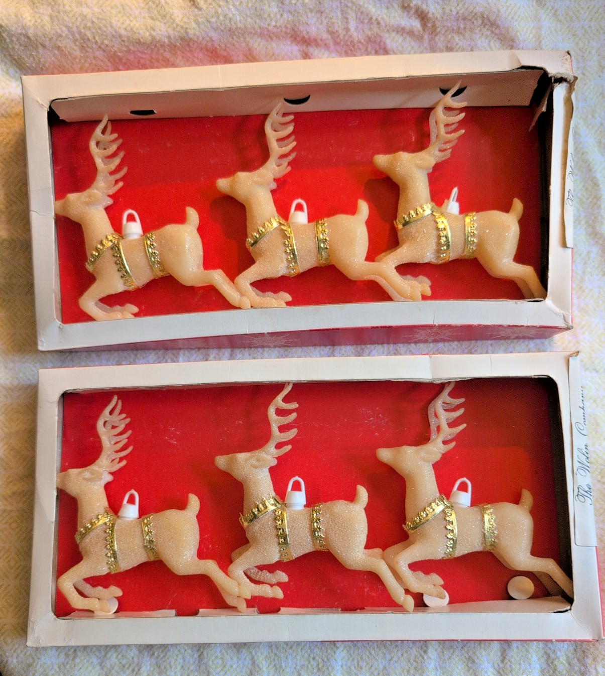 6 Vintage Italy sugar coated plastic reindeer horns ornament Xmas Tree Decor 🎄