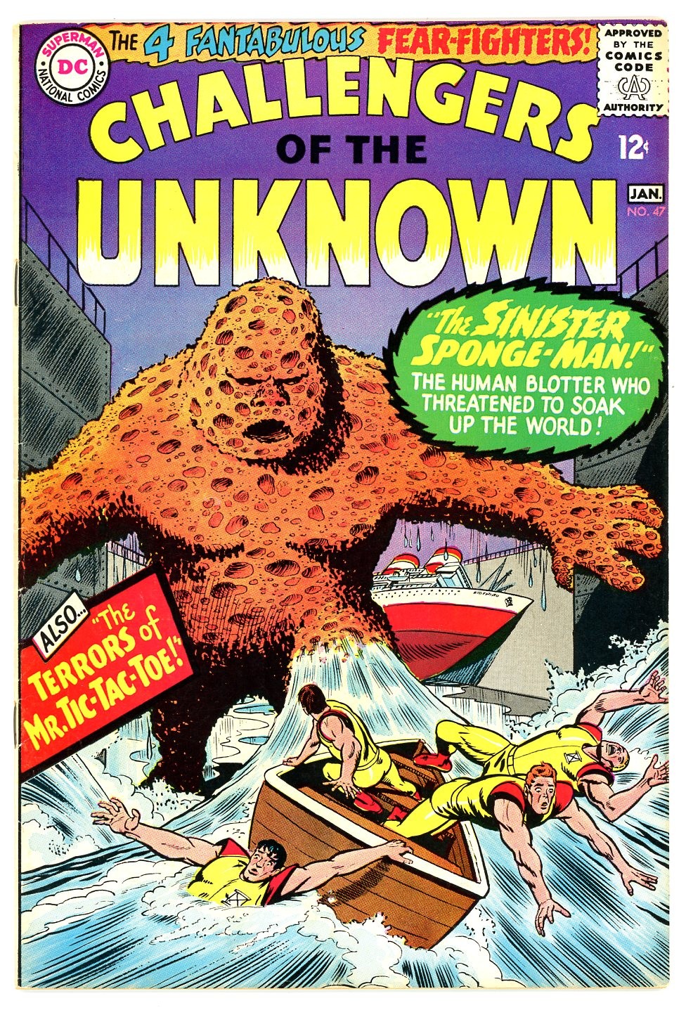 Challengers of the Unknown #47 VERY FINE 1st appearance of Sponge Man- Brown c/a
