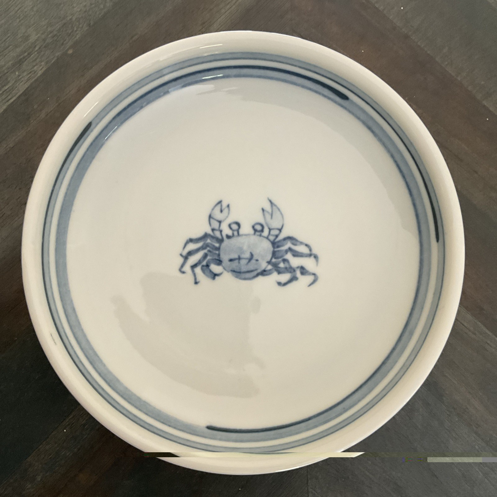 Vintage Japanese Suda Seika Blue & White Porcelain Crab Plate Hand Painted