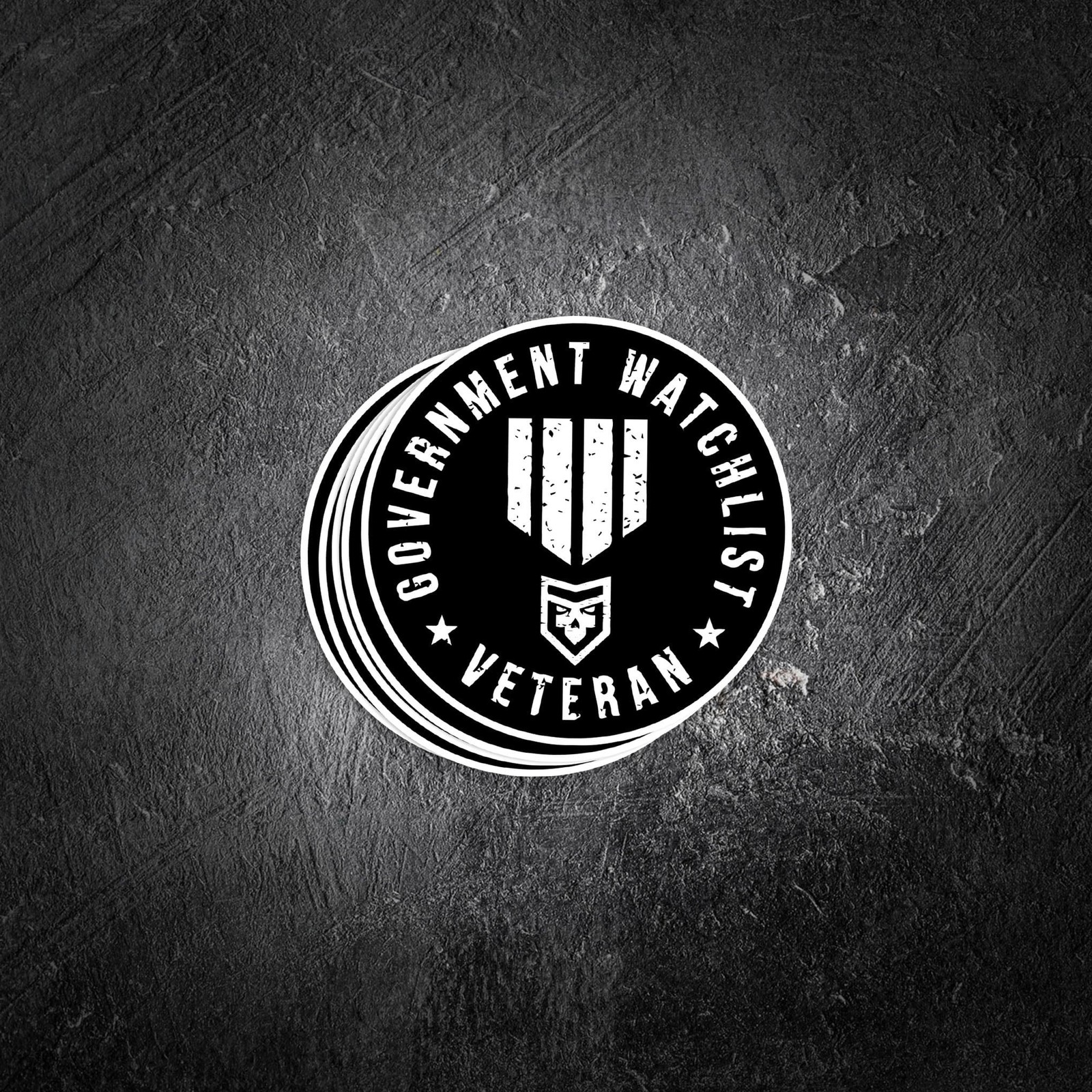 Government Watchlist Veteran  (black & white) Vinyl Decal