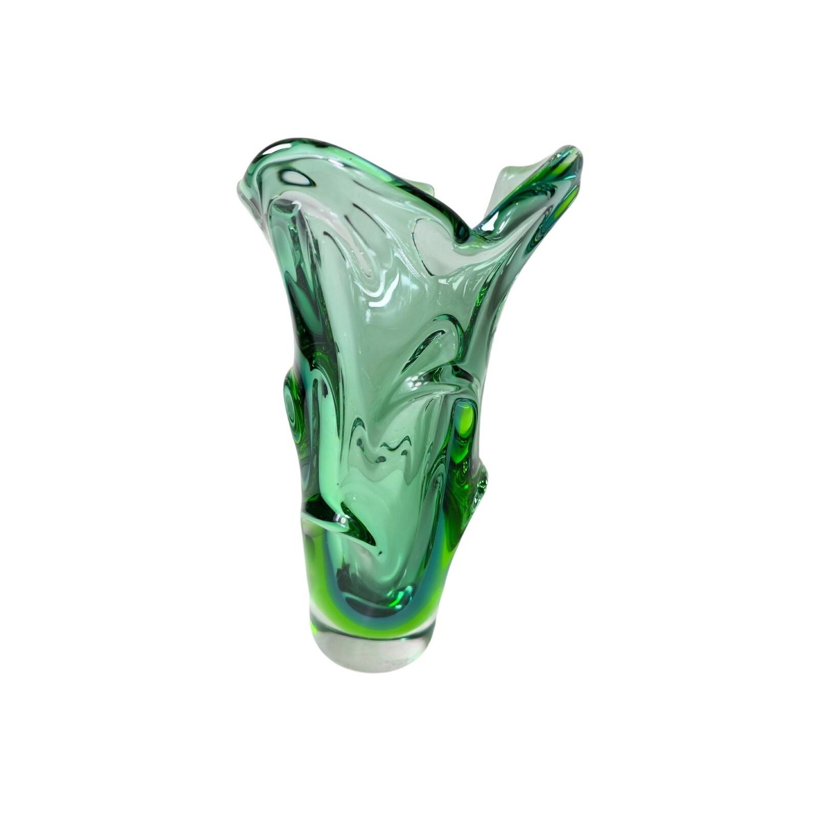 Mid-Century Green Glass Vase 1960s Czech 10\
