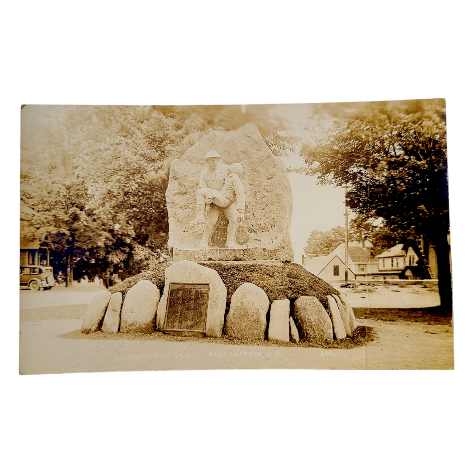 EAST JAFFREY NH War Memorial & Houses Town Viggo Brandt Erichsen RPPC Postcard