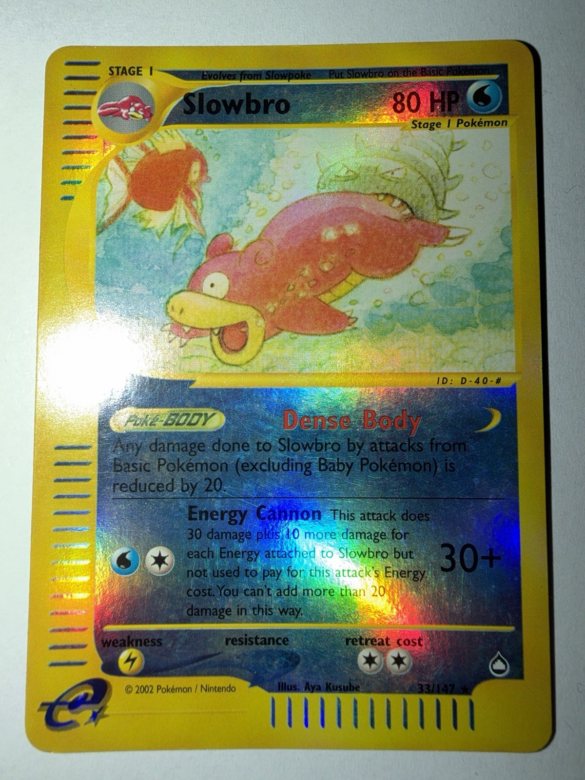 Slowbro 33/147 Aquapolis Reverse Holo (2002 Pokemon TCG Card) LP