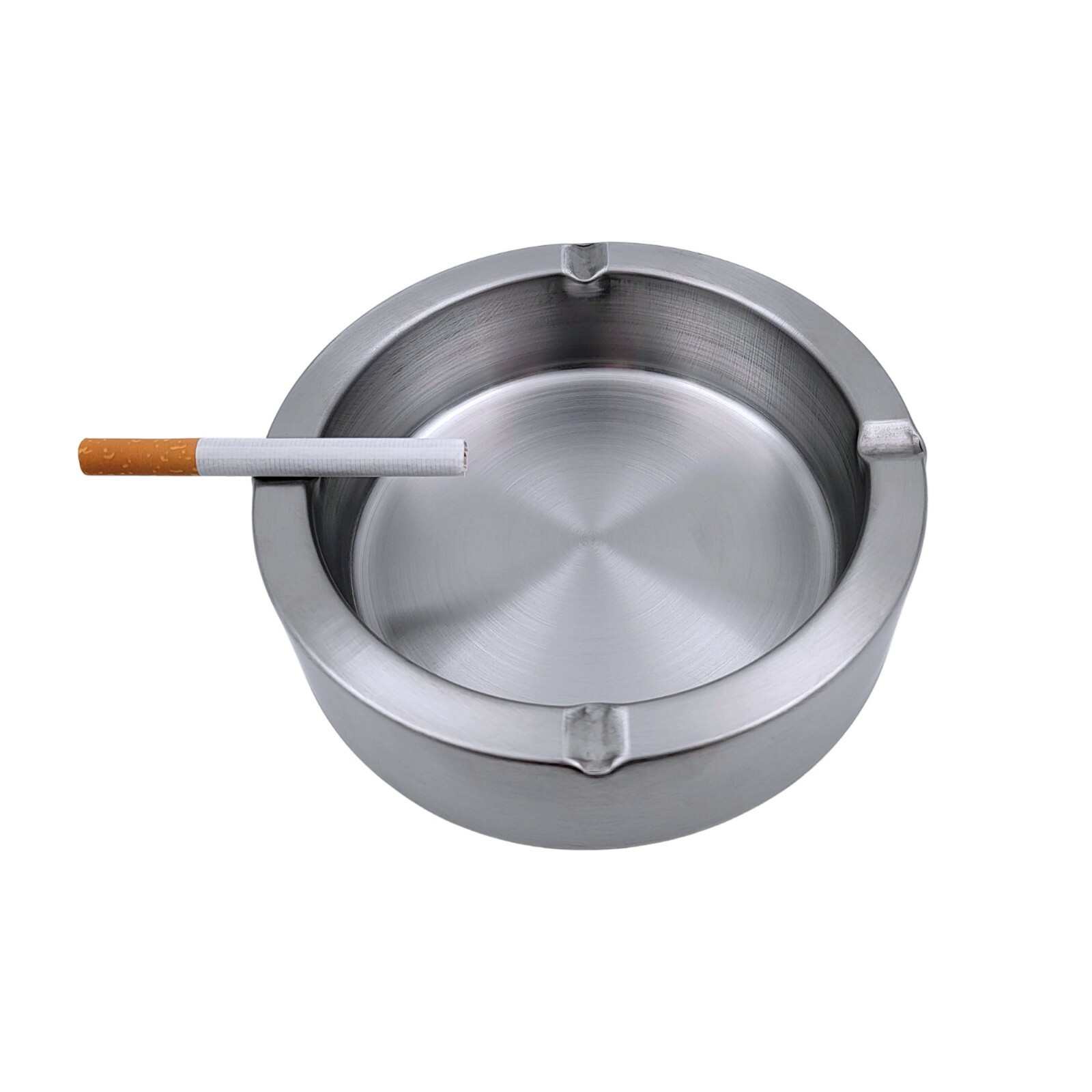 Silver Round Metal Ashtray Stainless Steel Silver for Cigarettes Cigar Home 