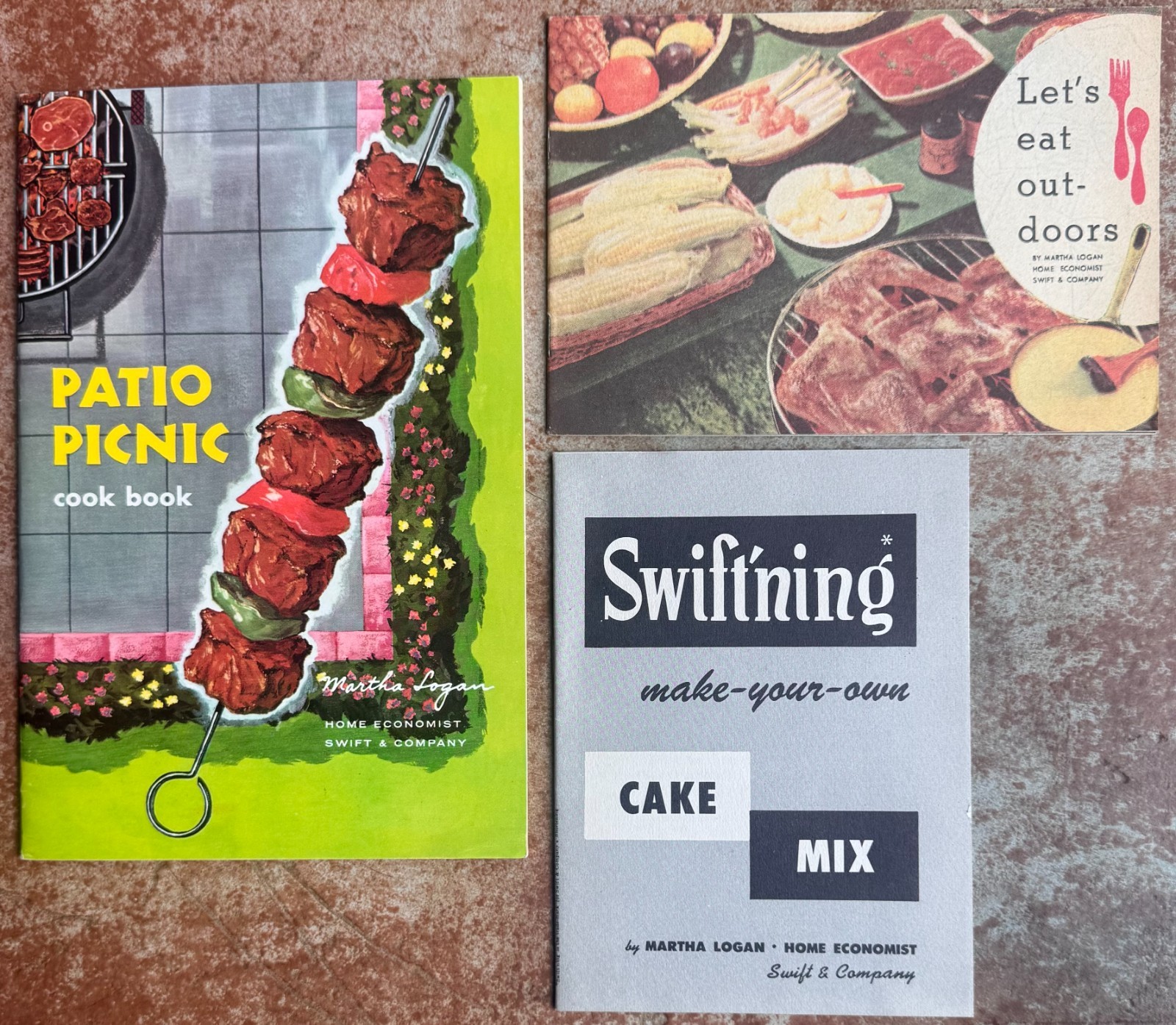 Vintage Lot of 3 Martha Logan Swift Recipe Outdoors Booklets Cookbook 1950\'s