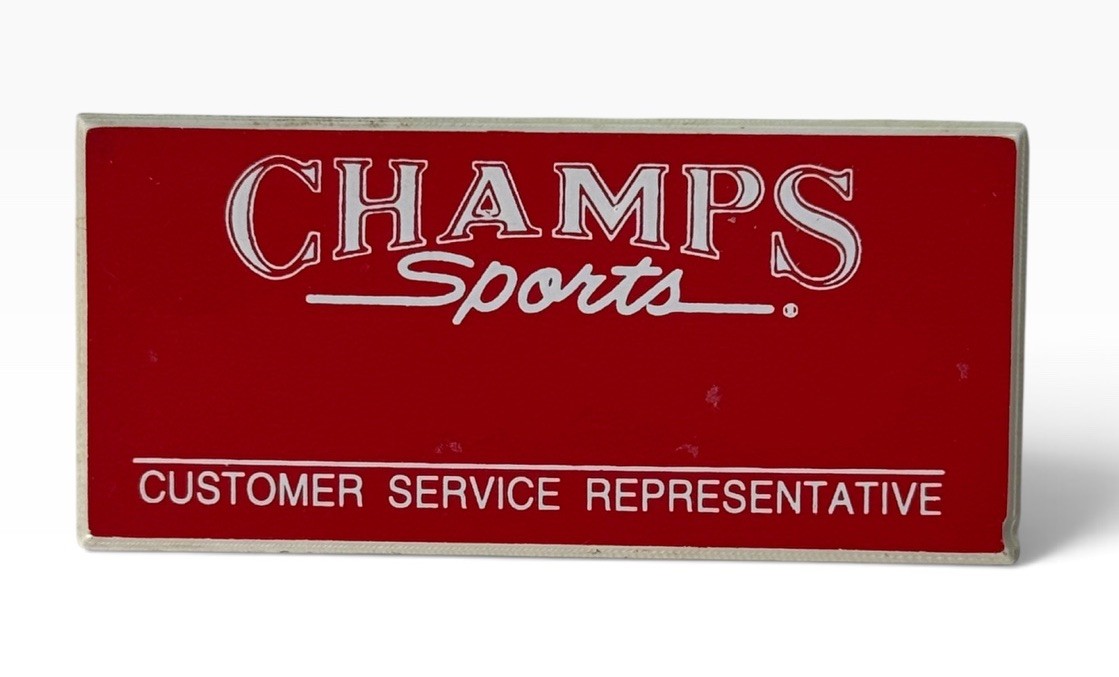 Vintage Champs Sports Customer Representative Name Badge Tag 1990\'s Retail Store Vintage Champs Sports Customer Representative Name Badge Tag 1990\'s Retail Store