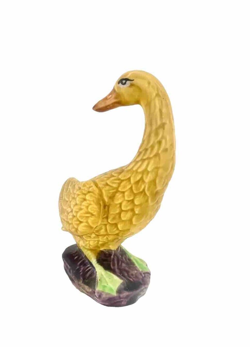 Duck Figurine Porcelain Vintage Chinese Yellow Unique Collectible Decor