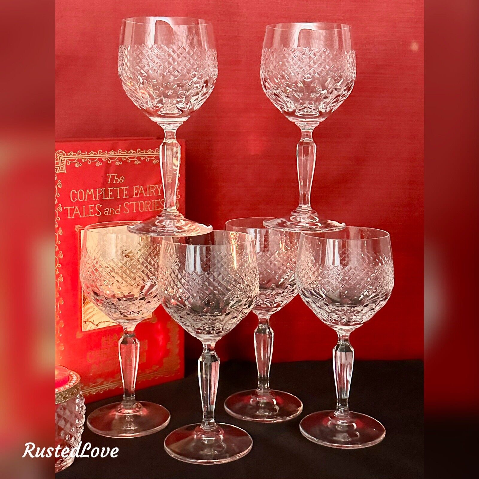 Mikasa Autumn Vale Wine Glasses Blown Glass Vintage Mikasa Stemware  Set of 6 *