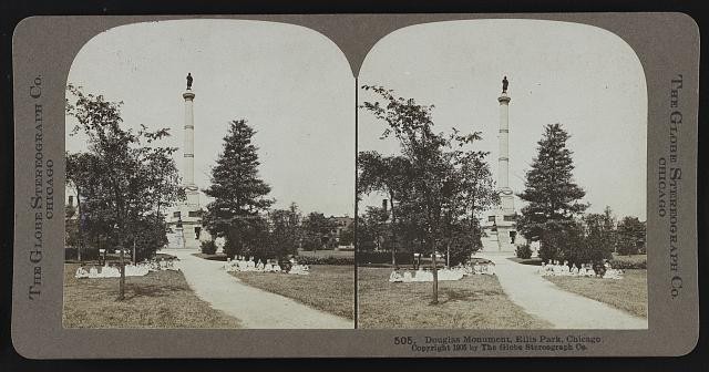 Photo:Chicago Illinois USA Douglas Monument Ellis Park 1905 stereograph