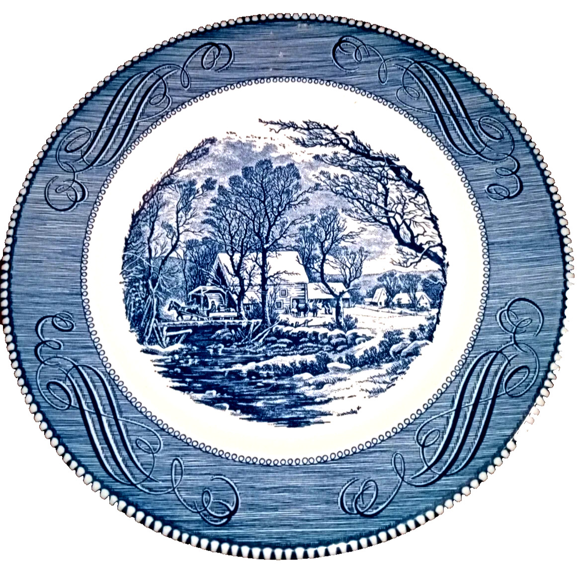Royal Cavalier Currier & Ives Blue The Old Grist Mill 10\