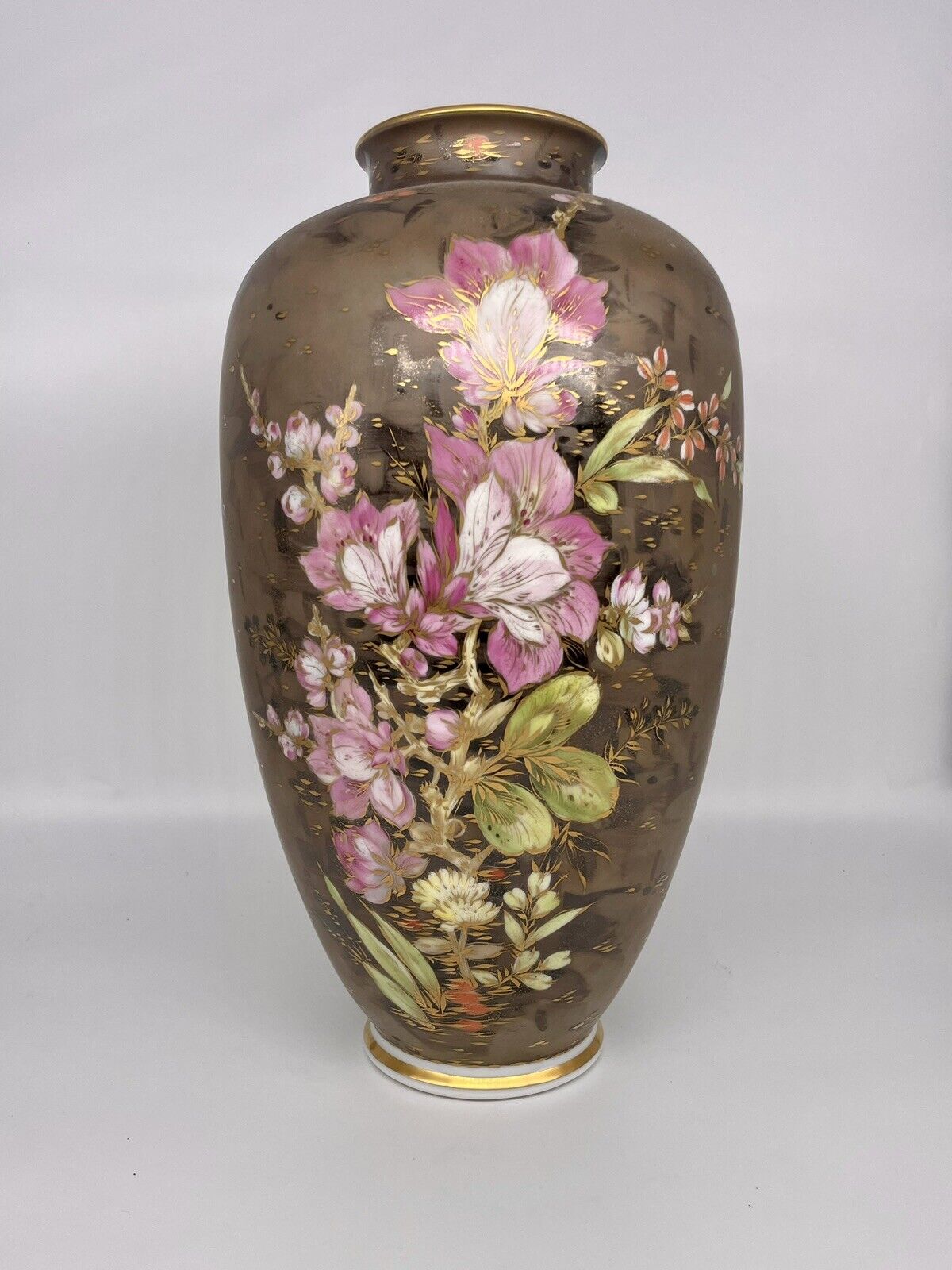 Vintage Rosenthal Large Hand-painted Vase Gilded 17” Floral Limited Edition