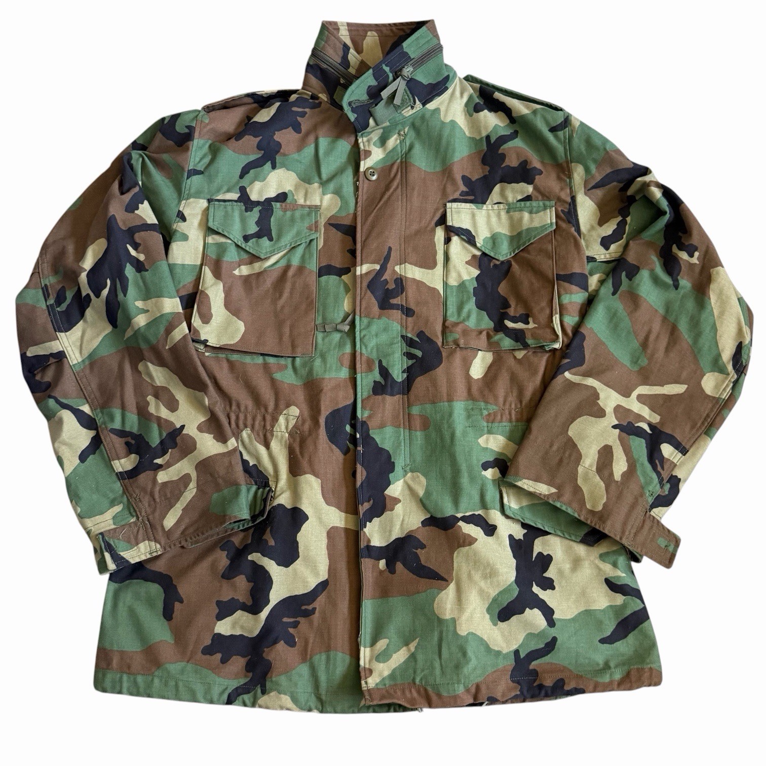 VTG US Military M-65 Field Jacket Sz M Long Woodland Camo 2004 Y2K Army NOS NWOT