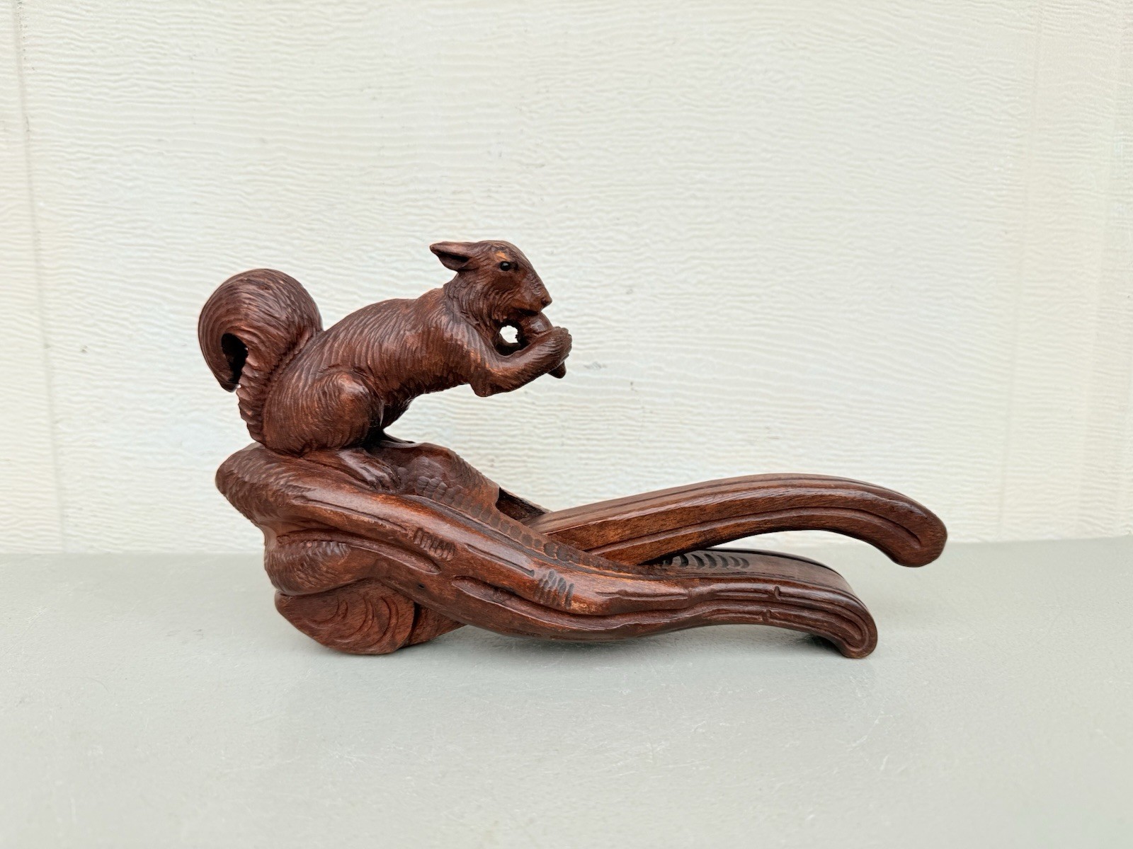 Antique Black Forest Hand Carved Wood Squirrel Nutcracker RARE